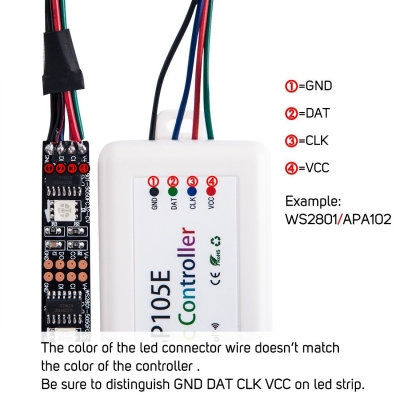 Bluetooth ovladač digitálních RGB pásků - SP105S, 2048 pixelů, 5-24V