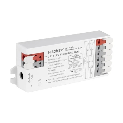 Mi-Light E3-RF (RF 2,4GHz) 3v1 řídící jednotka pro RGB/RGBW/RGB+CCT LED pásky, 12-24V, TUYA