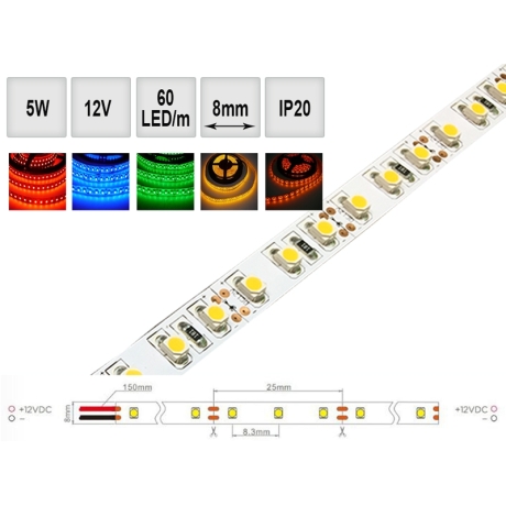 Barevný LED pásek 5W/m 12V IP20
